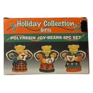 VTG Dolgencorp Polynesian Joy Angel Bears In Box Holiday Christmas Patchwork